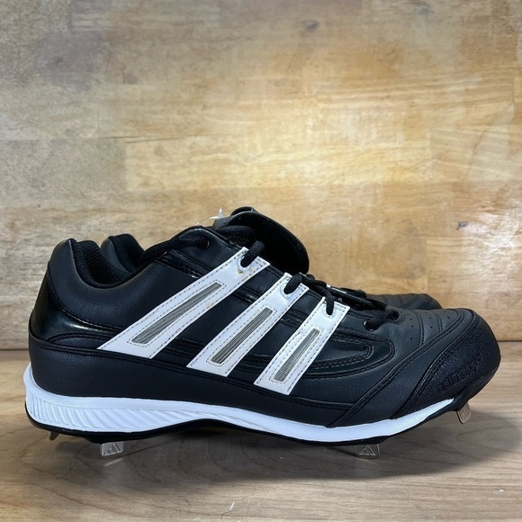 NEW Adidas Spinner 7 Low Mens Sz 12 Metal Spikes Baseball Shoes Blk 113195 - Picture 1 of 11